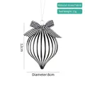 Onion-shaped black and white striped glass Christmas ornament with checkered bow - 12cm Style 17 Black & White Stripes (Single)