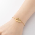 Minimalist golden lotus hollowed-out metal bracelet on wrist with a vintage style - 355-Hollow Lotus