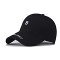 Berretto da baseball in cotone nero con ricamo lettera B bianca e dettaglio anno laterale - Regolabile / Nero Con Lettere Bianche