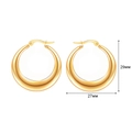 Orecchini a cerchio in acciaio inossidabile oro 18K da 29 mm con un design curvo e ampio - E0084 Stile Arco Sfumato
