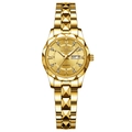 Men's fashion quartz watch in gold stainless steel with faceted bezel and day-date display - Day Date / Full Gold Color