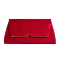Elegante borsa da sera in velluto rosso con decorazione in metallo a V dorata - Rosso
