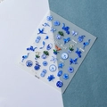 Detalle de pegatinas 5D para uñas azul clásico con motivos de porcelana china - Estilo Porcelana Azul y Blanca (TS-113)