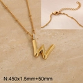 Polished gold initial W pendant necklace with cubic zirconia on a minimalist chain - Gold Letter W (KN286992-Z)