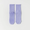 Light purple non-slip yoga socks with silicone grips and mid-calf cotton blend design - One Size / Purple