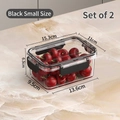 Small black airtight food container with fresh cherries on a marble surface - 2 Pcs/Set / Small No Grid - Black