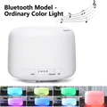 White ultrasonic aroma diffuser with Bluetooth, color-changing LEDs, and timer settings - 500ML Color LED Bluetooth Speaker - Standard