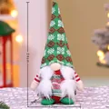 Green knitted Christmas gnome doll with white beard, 24cm tall plush holiday ornament - Faceless Doll-Style B