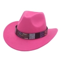 Pink western cowboy felt hat with eagle emblem and star-stripe band decoration - Eagle Belt / Rose Red