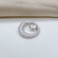 S925 sterling silver earring mount with sparkling cubic zirconia on silk background - Silver Pendant Setting Only (Without Pearl) / 8-11mm
