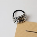 Minimalist elastic hair tie with silver irregular lava textured metal charm decoration - 6# Double-layer Textured Arc Silver