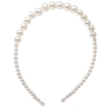 Elegant cream white gradient pearl headband with tapered beads on a minimalist frame - 678201 Gradient Size Pearl