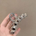 Silver liquid metal claw clip with irregular wave texture and strong spring mechanism - Silver Wave