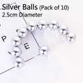 Set of 10 shiny silver cake topper balls with 2.5cm diameter and bendable wires - Silver Decoration Ball - 2.5cm