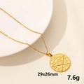 Collana minimalista oro luna sole stella con ciondolo tondo 29x26mm da 7,6g - Pendente Grande Disco Pentagramma / Oro