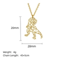 Golden minimalist geometric Tyrannosaurus Rex necklace with hollow animal line art design - T-Rex Style (LN1921 Gold)