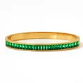 Bracelet doré pour femme avec zircons rectangulaires vert émeraude et fermoir à cliquet - Or Vert Zircone