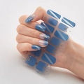 Blue gradient cat-eye nail stickers with gold stars and rings design, model DQ3-011 - Blue Gradient Cat Eye Gold Star Ring Style (DQ3-011)