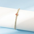 Bracelet élégant en acier inoxydable doré 18 carats avec zircon rose et cristaux AB - Juillet / Rubis