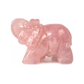 Hand-carved pink rose quartz elephant figurine with natural texture and polished finish - 1.5 Inch / Rose Quartz