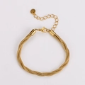 Dettaglio di un bracciale a catena serpente multifilo dorato con chiusura a moschettone - 16+5cm / Oro