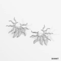 Minimalist silver sunburst stud earrings with irregular wave design in polished steel - Earrings D3007 / Silver