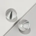 Spherical 30g silver acrylic cream jar with horizontal striped metal texture for skincare - Cream Jar / 30g Silver