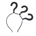 Detail of Halloween headband with black and white question mark motifs on a slim band - Black Question Mark