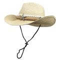 Beige western strohoed met sterembleem en turquoise stud voor vrouwen - M (56-58cm) / Beige