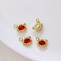 Golden crab pendants set with large oval red gemstones for DIY jewelry crafts - Gold with Red Zirconia Crab