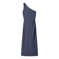 Elegantes graublaues Satin-Maxikleid mit One-Shoulder-Design und seidig glatter Textur - XS / Aquamarin