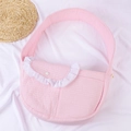 Pink quilted pet sling bag with white ruffle trim and button for small cats and dogs - M / Pink