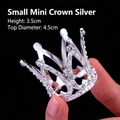 Mini-Kuchenaufsatz Krone in Silber mit funkelnden Strasssteinen für Queen-Mottopartys Dekoration - Kleiner Mini Krone Silber