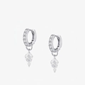 Orecchini a cerchio in argento S925 con pendenti in zircone a forma di aquilone - Argento sterling 925