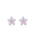 Ohrstecker aus 925er Sterlingsilber mit rosa Emaille-Blumen und funkelndem Zirkonia - Rosa