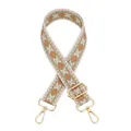 Detail of adjustable woven strap with geometric diamond patterns and gold metal lobster clasps - Gold Buckle / A-2 Khaki Brown Diamond