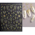 Vintage gold foil nail stickers with mystic sun moon stars and heart patterns - SO-171 Element Totem / Gold