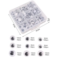 Assorted googly eyes set in plastic storage box with various sizes from 6mm to 15mm - Box 24 (Self-Adhesive 315pcs)