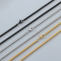 3mm stainless steel box chains for men and women in black, silver, and gold metal finishes - Square Pearl Chain / 50cm / Steel