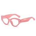 Classic cat-eye sunglasses with transparent pink thick frame and clear anti-blue light lenses - Pink Frame