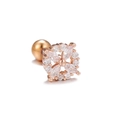Rose gold flower stud earring with white zircon inlay and screw ball back closure - EGD0983 Rose Gold (Flower)