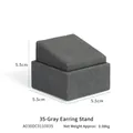 Gray microfiber earring display stand with tilted square base for jewelry showcase - Grey Earring Stud Stand