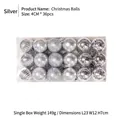 36-piece silver Christmas ball ornaments set with 4cm diameter in various matte and glitter finishes - 4CM (36 Pieces Pack) / Silver