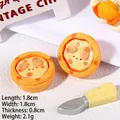 Miniature egg tart resin charms with cute animal faces for DIY hair clips and jewelry - Bear Cheese Egg Tart