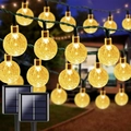 Solar powered crystal bubble ball string lights in warm yellow for outdoor festive decor - 7-meter 50-light Eight-mode Solar Power / 【warm White】bubble Ball 2.3cm