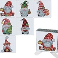 DIY Christmas gnome diamond painting coasters set of 6 with white metal holder - XIN003 Christmas Gnomes / No Stand/OPP Bag
