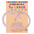 Set coordinato di bracciali con perline rosa e ciondoli a cuore per mamma e figlia regalo - Biglietto Pre-K / Rosa