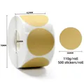 Detailweergave van de 38mm kraftpapier ronde stickers rol met afmetingen en 500 labels - 38mm (500 Stuks/Rol) / Bruin
