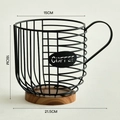 Kaffeekapselhalter aus Metall mit Holzsockel und COFFEE-Schriftzug in Schwarz - Schwarz