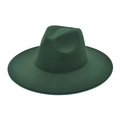 Detailed view of dark green wool fedora hat showing textured felt fabric and wide brim - M (56-58cm) / Dark Green